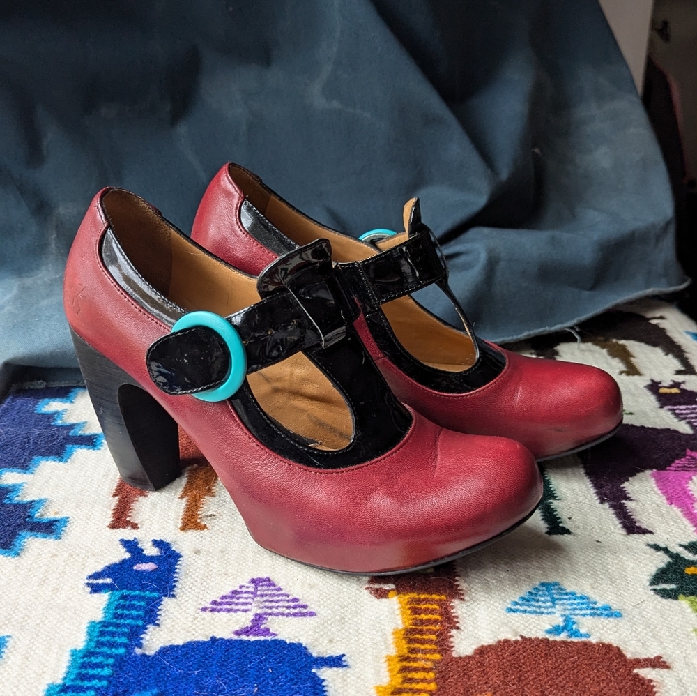 John Fluevog Red Arbus Mary Jane